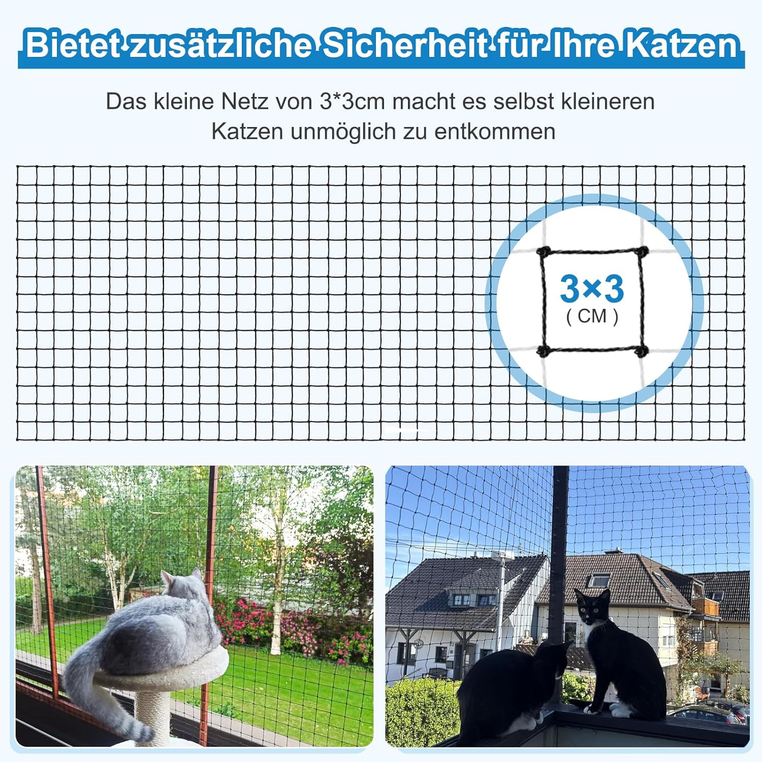 Aystkniet Cat Net for Balcony, 5 X 5 M Cat Net, Wire Reinforced with Mounting Rope, Nails, Cable Ties, Bite and Tear-Resistant Balcony Net, Uv-Resistant Cat Protection Net for Windows, Patio, Door image number 1