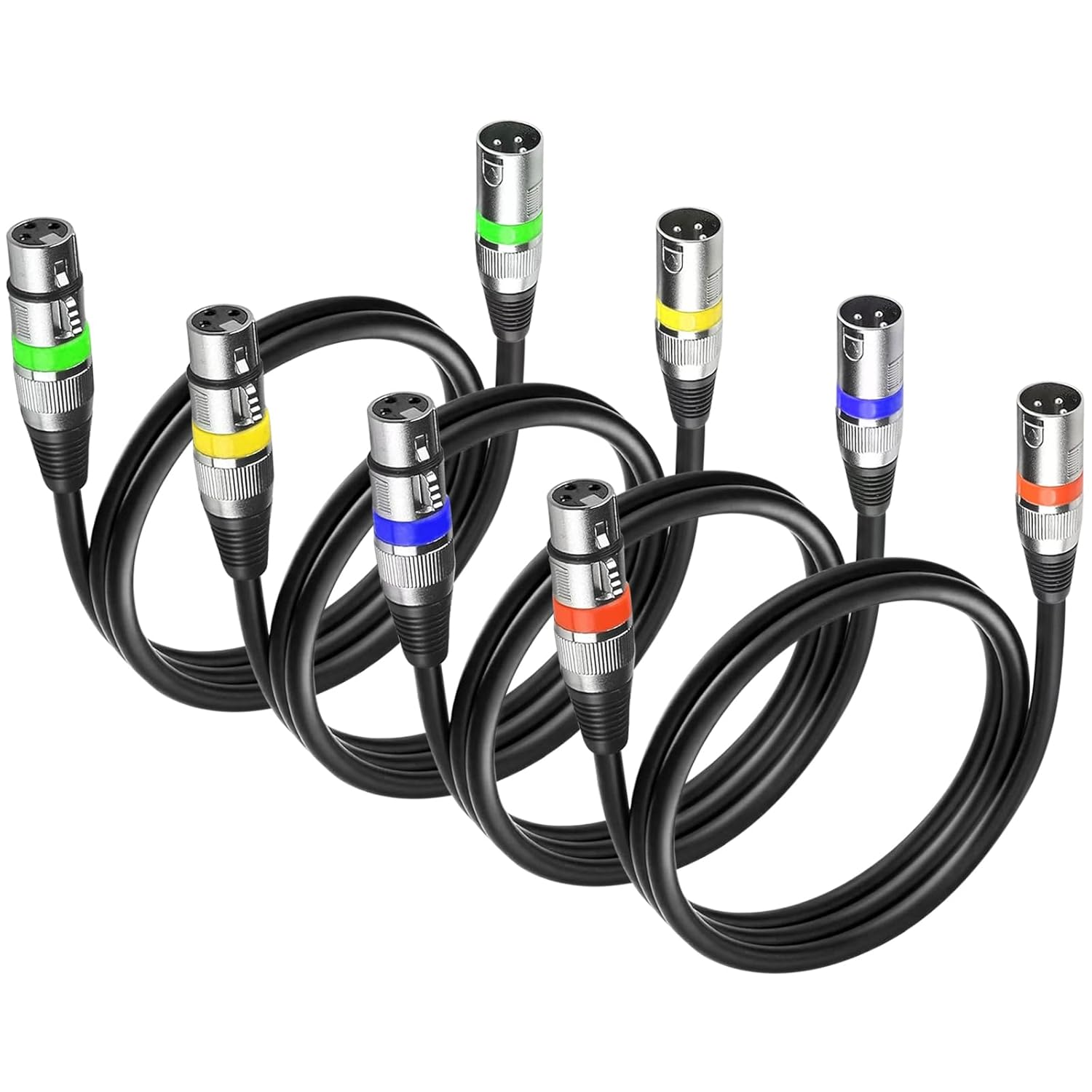 4Pack DMX Cables 3 Pin XLR Male to Female, 1.2M/4Ft and 3Ft Light Cable with Connector for Stage Lights Signal Connection image number 3