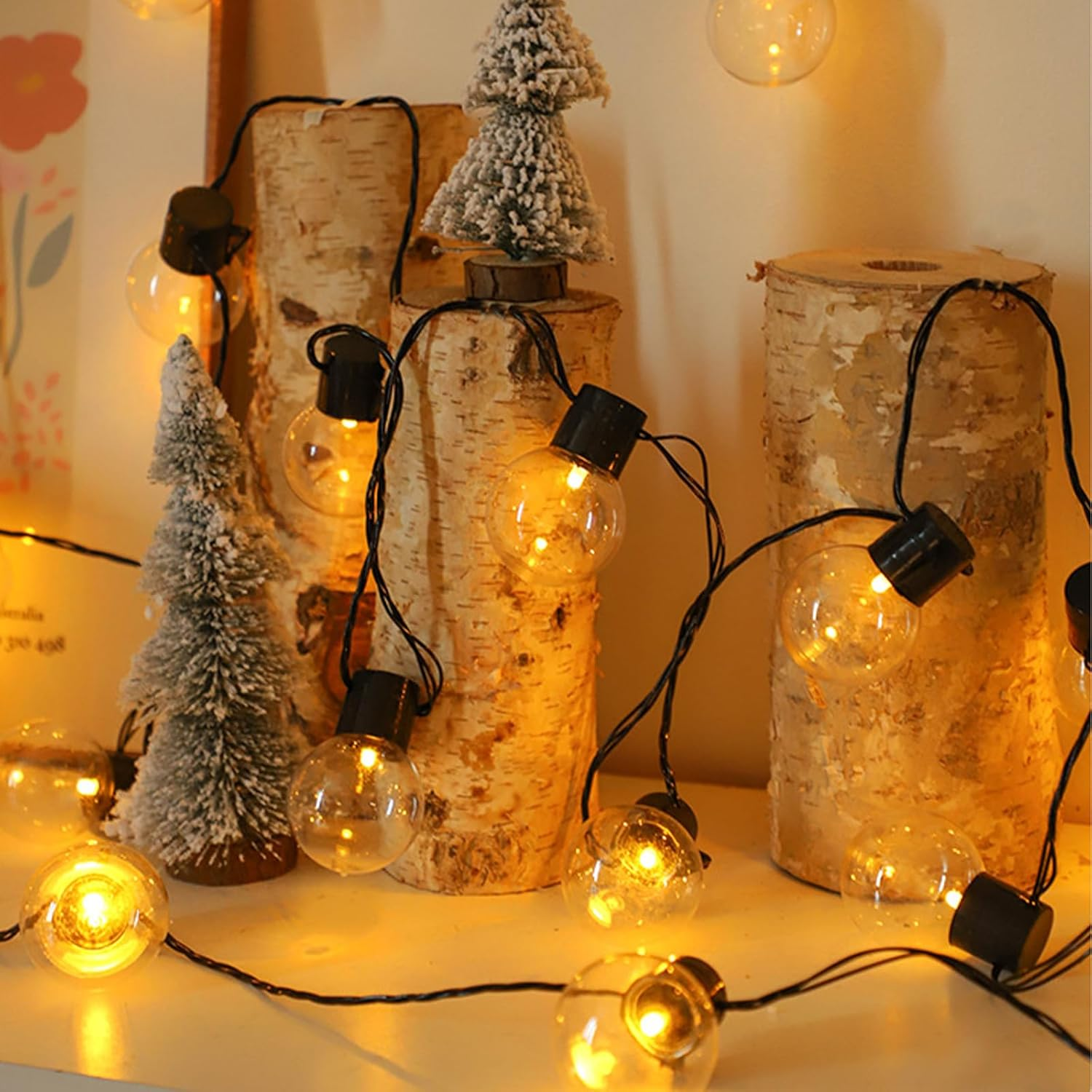 ENLACE LED Fairy Lights Bulbs, 2.5 M, 10 LED Transparent Light Bulbs, Fairy Lights, Battery Operated, Warm White Ball Fairy Lights for Bedroom, Camping, Balcony, Christmas Decoration image number 1