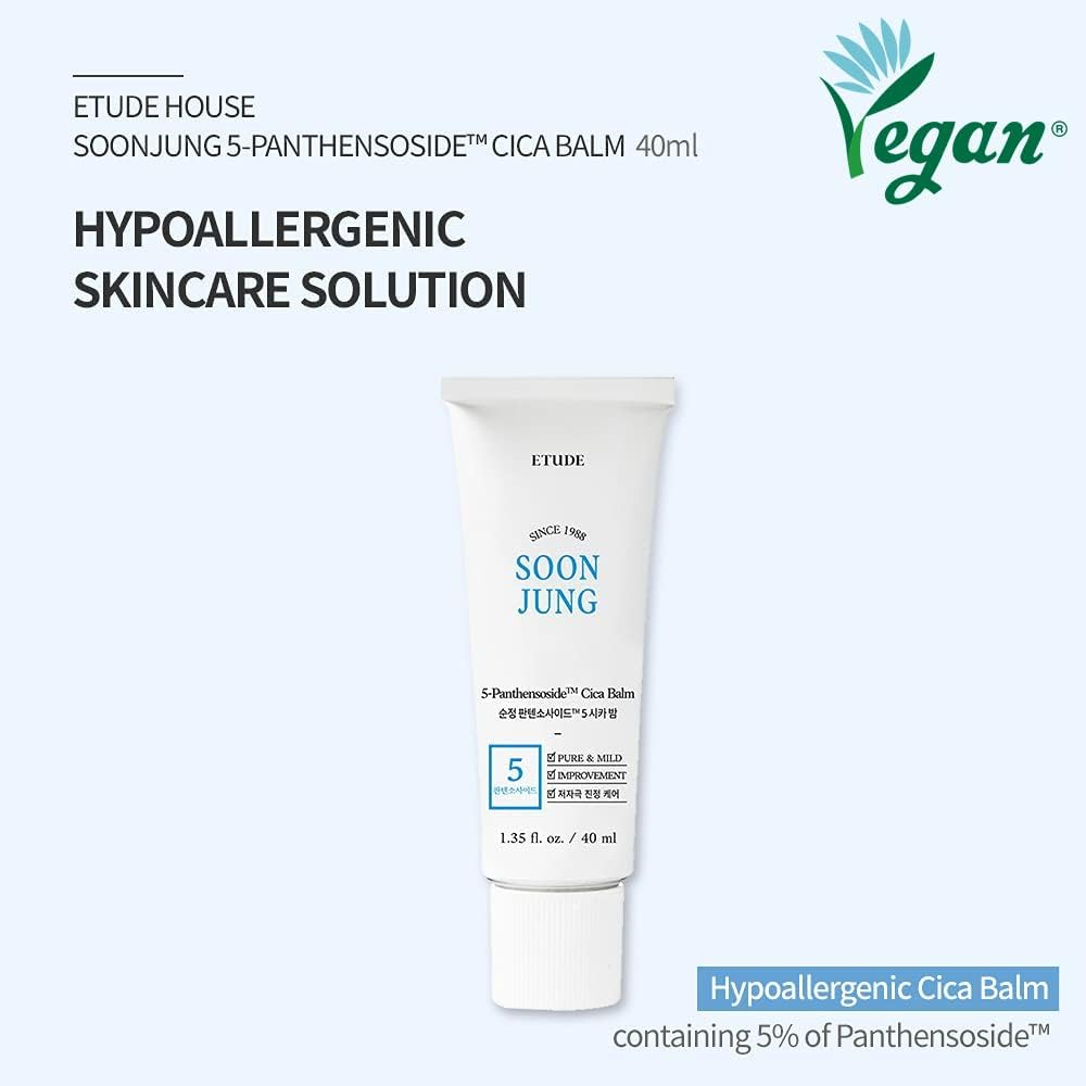 Etude House Soonjung 5-Panthensoside Cica Balm 1.4 Fl. Oz. (40 Ml) (21 AD); Hypoallergenic, Skin Relaxing and Soothing Mild Balm for Sensitive Skin, Panthenol image number 1