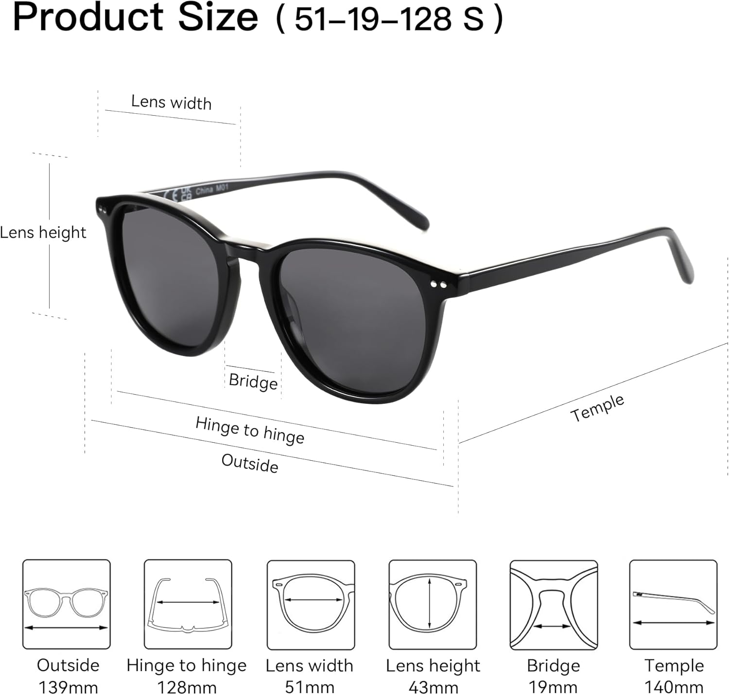 ZENOTTIC Polarized round Sunglasses for Men Women Trendy Shades UV400 Protecion Classic Circular Acetate Sun Glasses image number 4