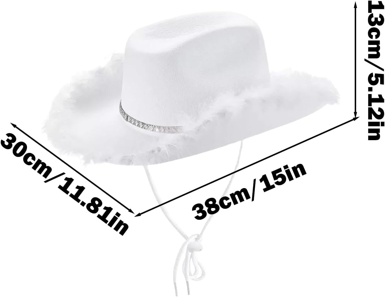 Cowboy Hat with Feathers,White Bride Western Cowgirl Hats - White Feather Trim Cow Girl Hat for Women, Music Festival, Beach Party, Cowgirl Party - Pink image number 5