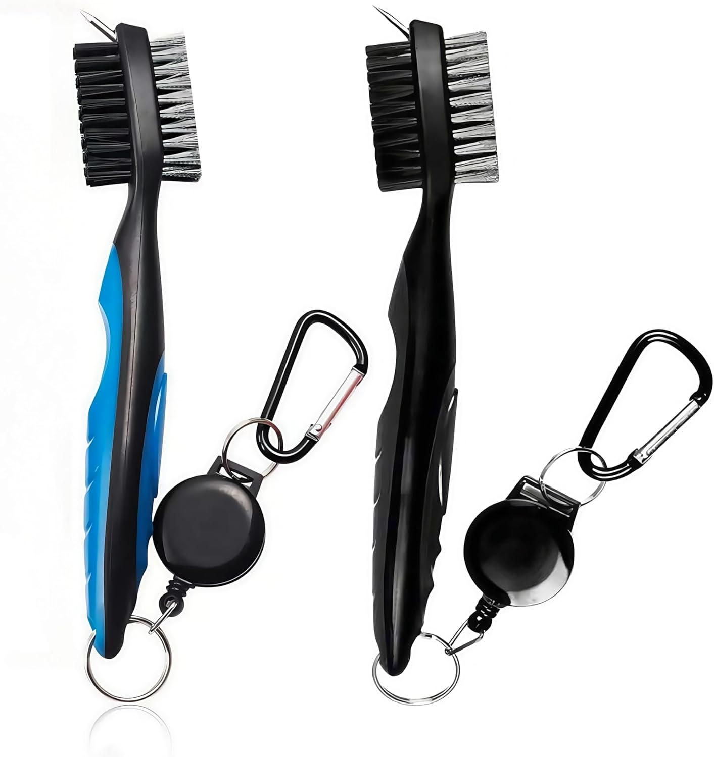 2 Pcs Golfclub Ball Grooves Cleaning Brush,Wizefolk Nylon Steel Wire Dual Sided Putter Cleaner Exercise Golf Accessories,With Retractable Zip-Line and Aluminum Carabiner Cleaning Tools image number 3