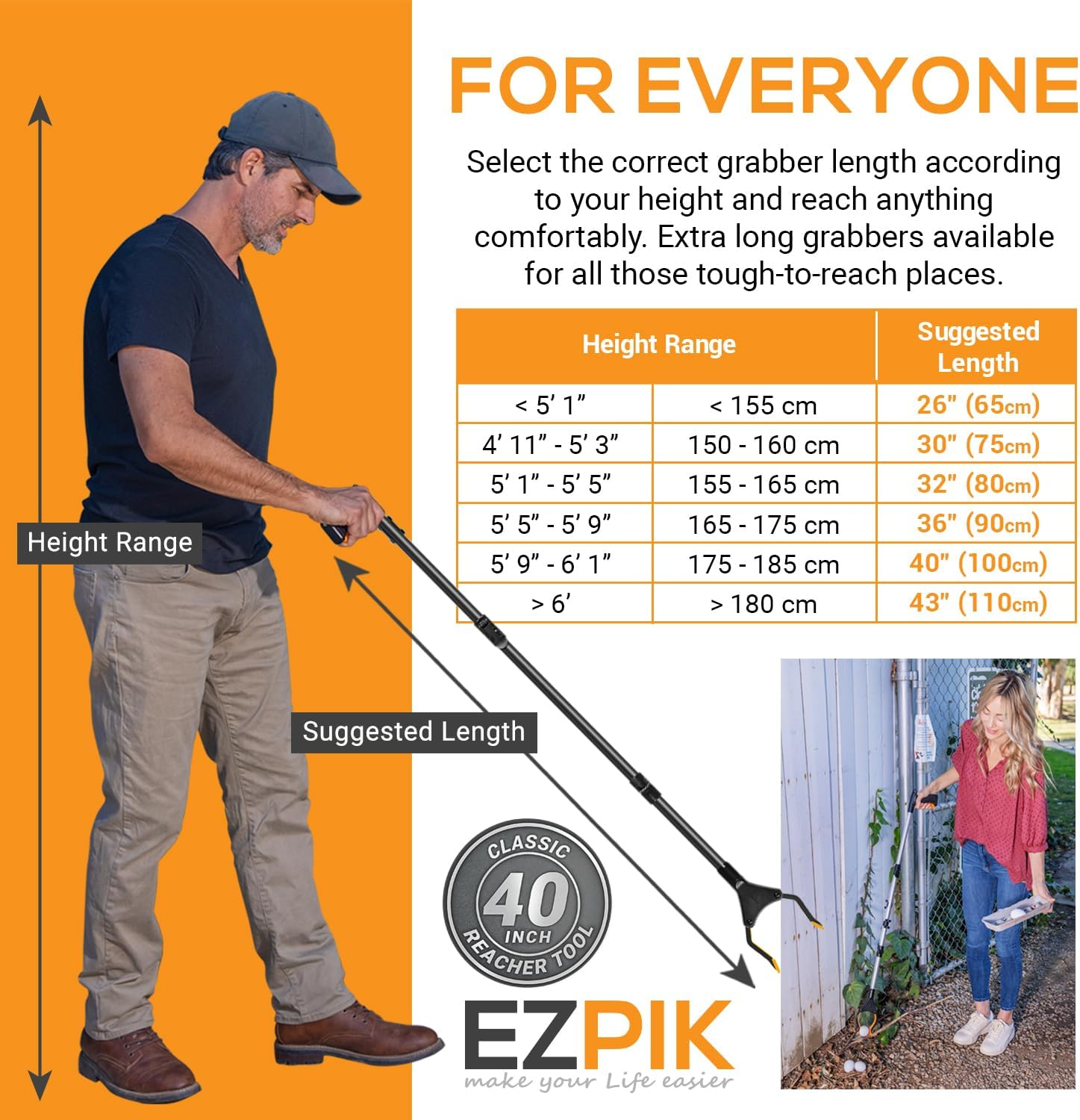 EZPIK Classic 100 Cm Flexible Folding Grabber Tool for Elderly + Magnets, Reacher for Disabled & Seniors Heavy Duty Rotating Grippers for Reaching Underneath, Trash Grabbers & Pickers for Mobility image number 5