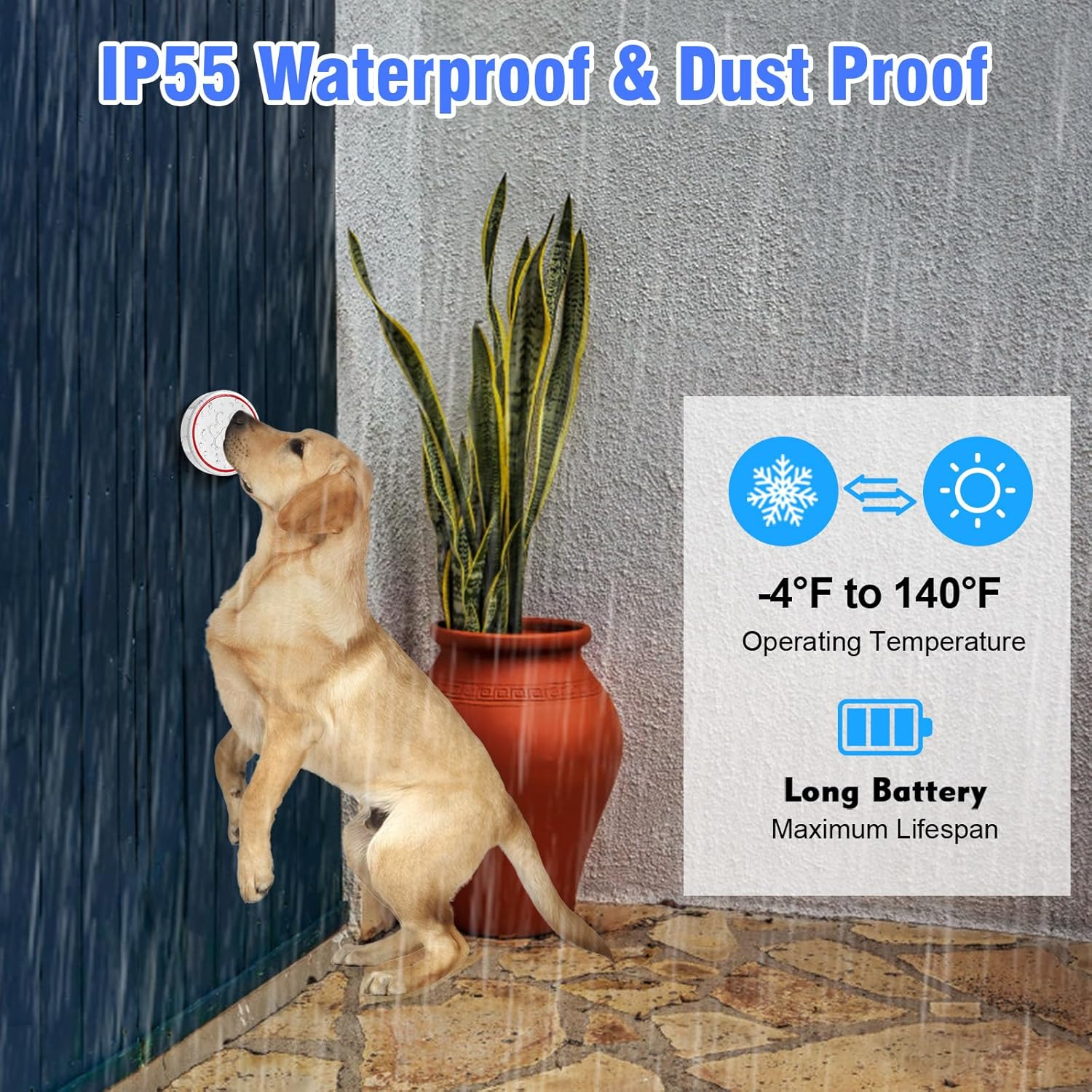 DAYTECH Smart Dog Door Bell Wireless Puppy Doorbell for Potty Training, Dog Bells to Go Outside, Bell for Dogs to Ring to Go Potty, 3 Touch Buttons 1 Receiver image number 2