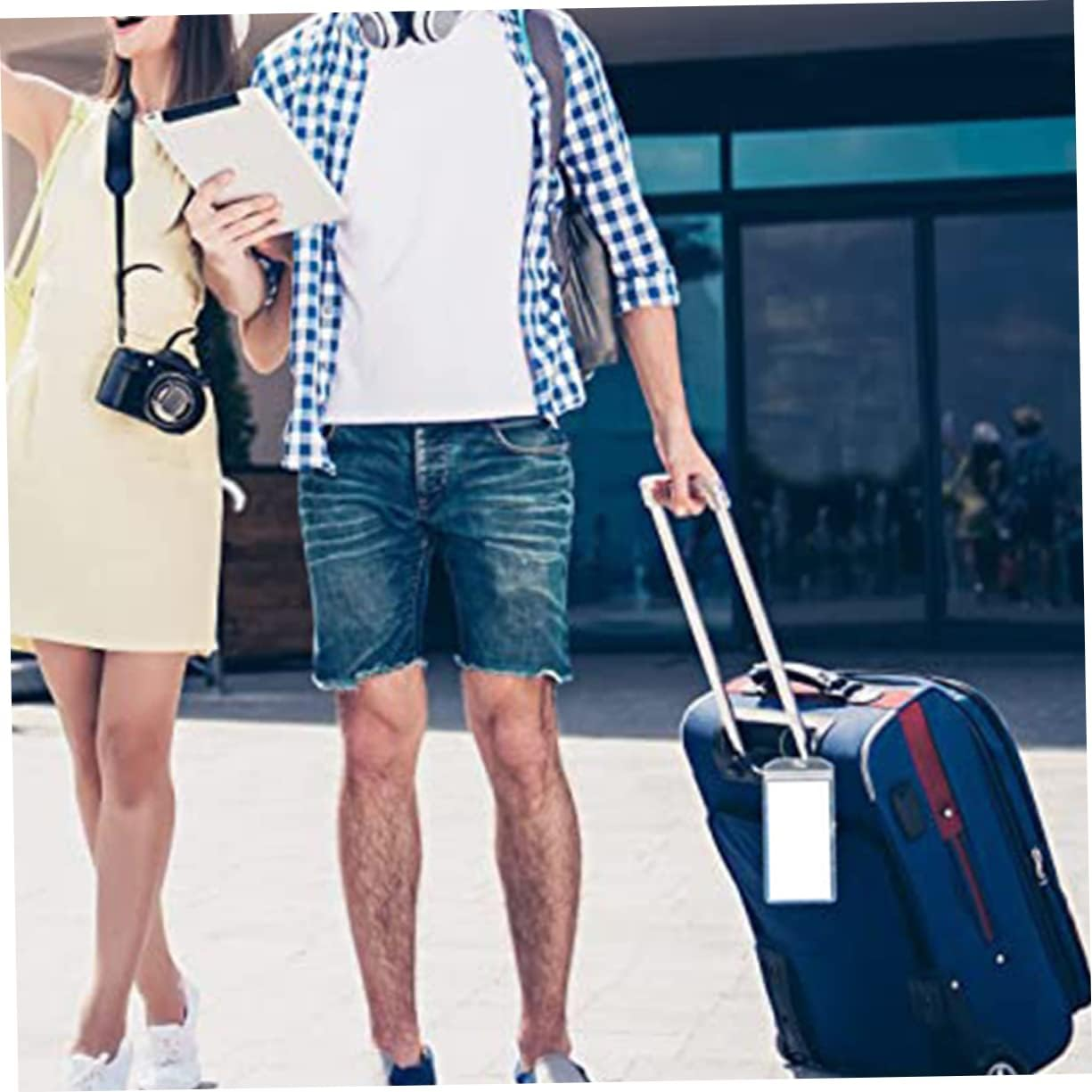 Baluue 6Pcs Luggage Tags for Suitcases PVC Travel Hanging Name Labels with Stainless Steel Keyring and Id Card Holder for Suitcase Briefcase Backpack Durable image number 4