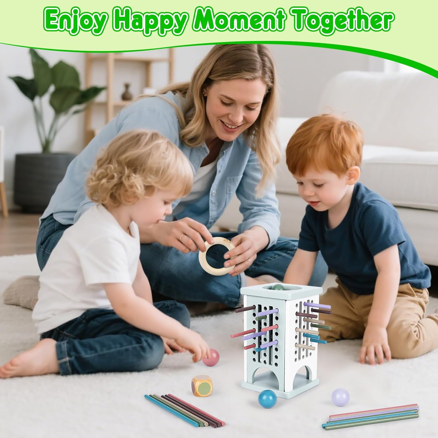 Math Learning Board Game for Kids & Family | Fine Motor Skills Toys with Wooden Sticks, Dice & Colorful Balls | Educational STEM Toy for Boys and Girls Ages 4-8 (Macaron Color) image number 3