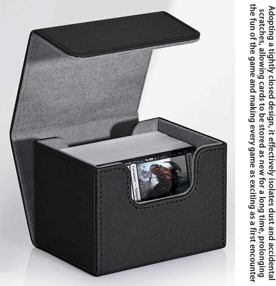Card Deck Box for Trading Cards, MTG Commander Deck Box Holds 120+ Single Sleeved Cards, Storage Box Fits for TCG CCG Magic (Black) image number 6