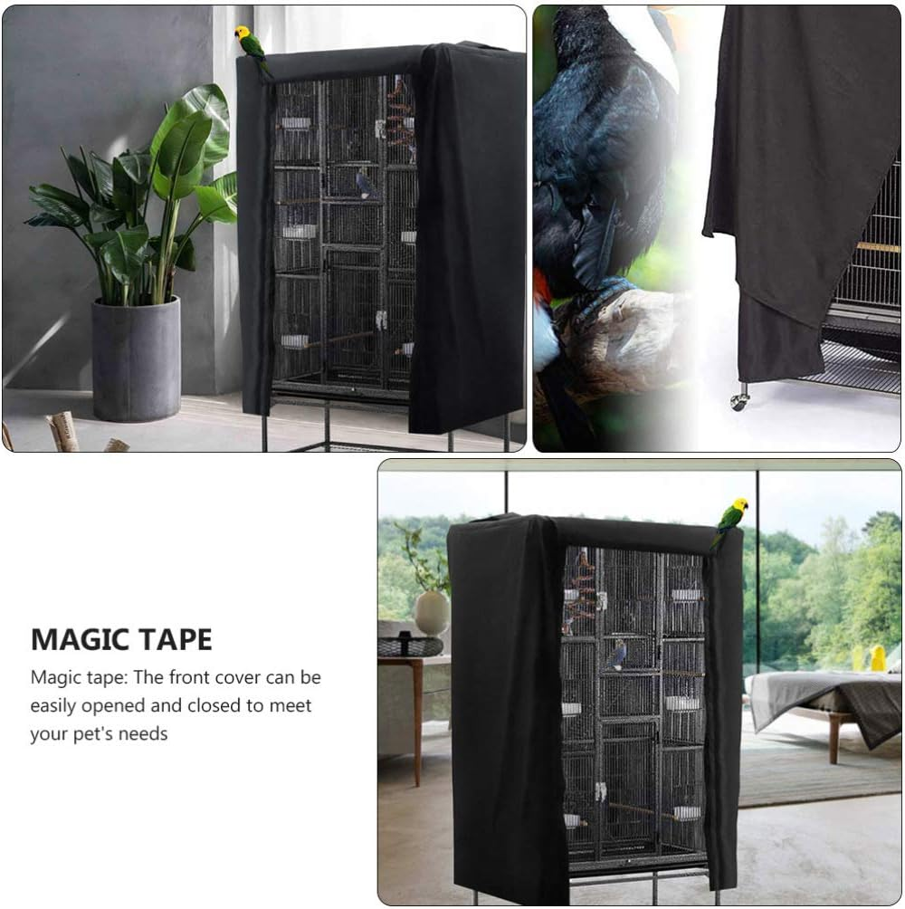 VORCOOL Large Bird Cage Cover Good Night Parakeet Cage Cover Washable Parrot Cage Sign Parrot Cage Skirt for Outdoor Dust Sun Protection Cover (Black) image number 2