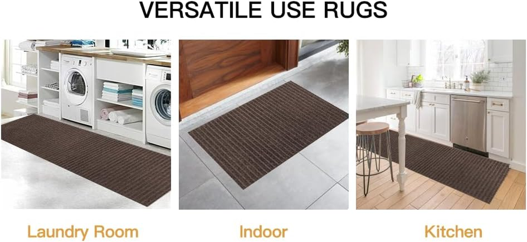 Kitchen Mat for Floor, Anti-Slip Kitchen Rug, Washable Kitchen Floor Mat Runner Carpets (BR) - Black image number 6