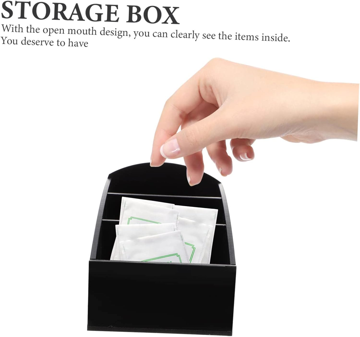 FELTECHELECTR 2Pcs Coffee Station Organizer Box Black Sugar Packet Holder Small Tea Bag Storage Container Desktop Coffee Bar Supplies Holder for Home and Caf&eacute; image number 1