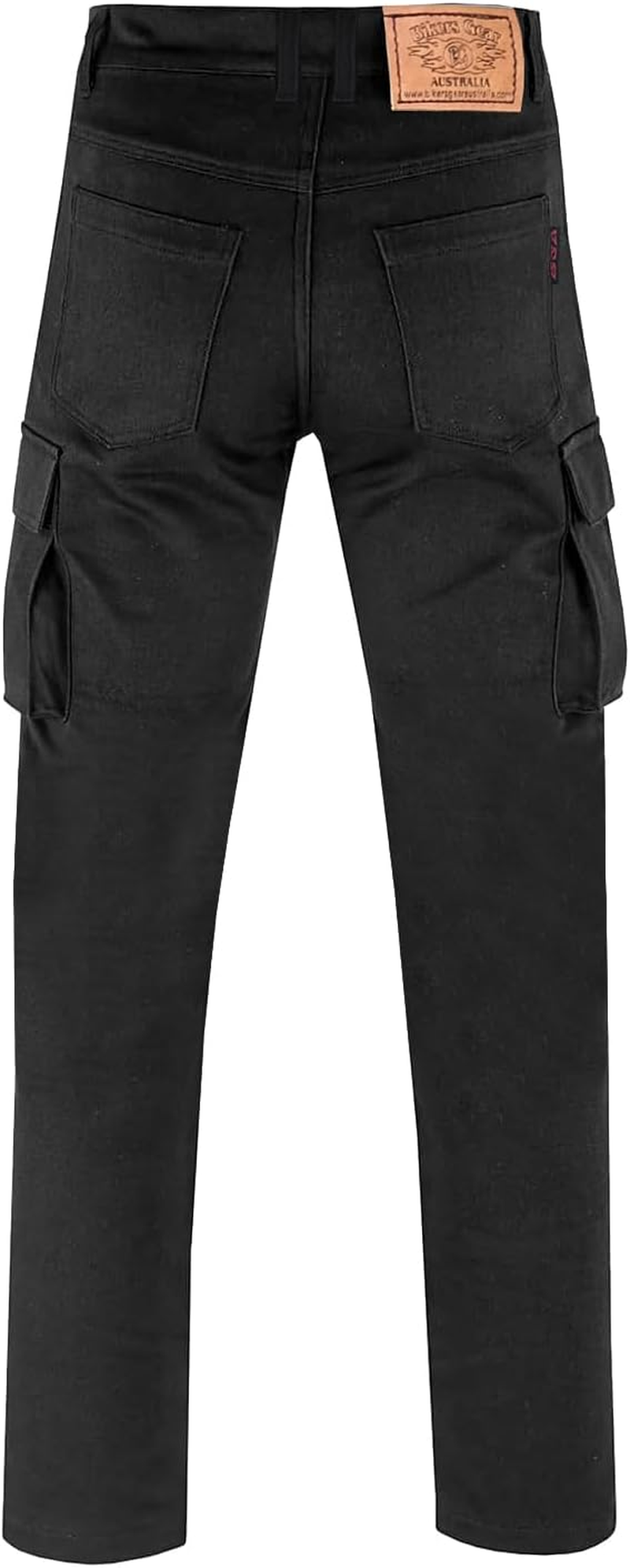 Australian Bikers Gear Motorcycle Black Cargo Jeans with Duponttm KEVLAR ARAMID FIBRE Removable Armour image number 3