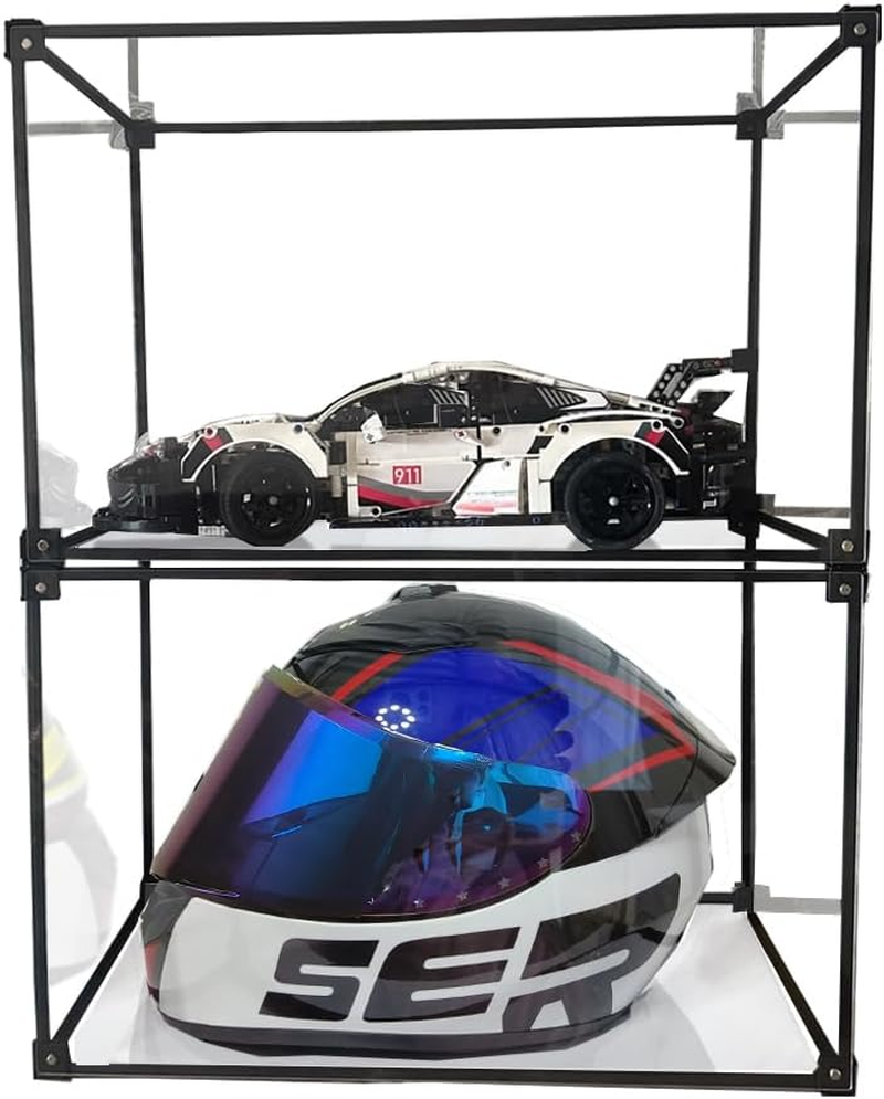 Motorcycle Helmet Storage Rack,Acrylic Helmet Organizer, High Transparent Display Cabinet for Football Helmet, Bike Helmet,Baseball Helmet