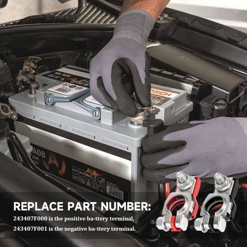 Battery Terminal Set, 2Pcs Ositive Negative Set, Universal Car Cable Connector Heavy Duty Copper Clamps, Compatible with 12V/24V Car Truck Boat Marine RV Vehicles