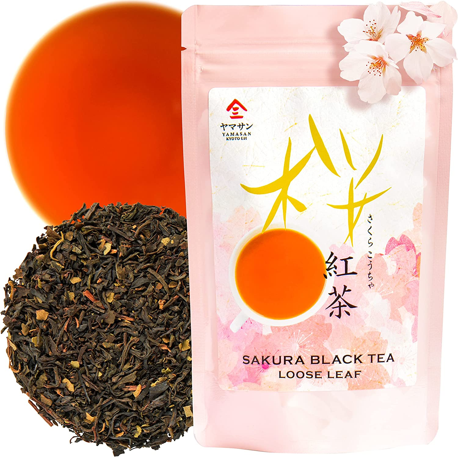 YAMASAN KYOTO UJI Sakura Japanese Loose Leaf Black Tea Bag 3G&times;15Bags,Cherry Blossom Flavored Tea, Blended with Cherry Leaves image number 2