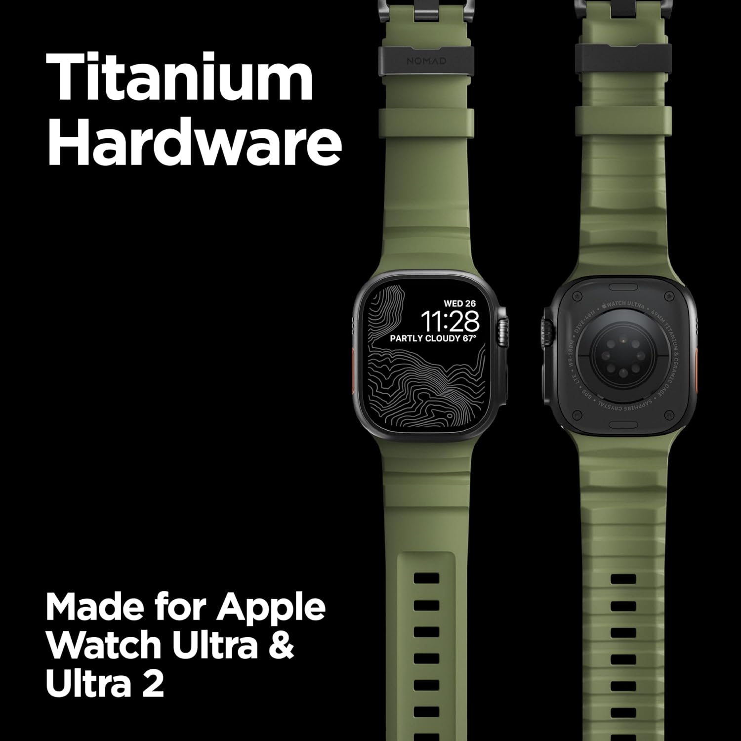 NOMAD Rocky Point Band | F&uuml;r Apple Watch 42/44/45/49 Mm |Ultimative Leistungsstarke Uhrenarmband - Forest/Black Hardware image number 4