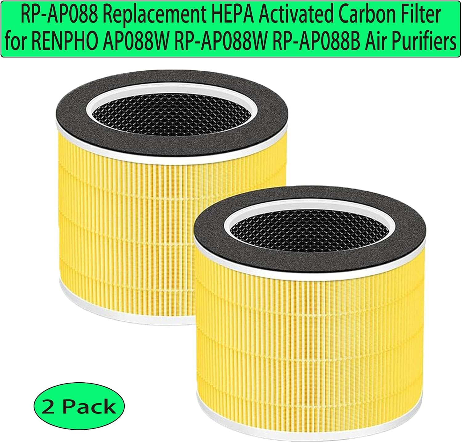 RP-AP088 Replacement HEPA Activated Carbon Filter for RENPHO AP088W RP-AP088W RP-AP088B Air Purifiers Air Purifier, Part # RP-AP088-F1 RP-AP088-F2-2 Pack image number 4