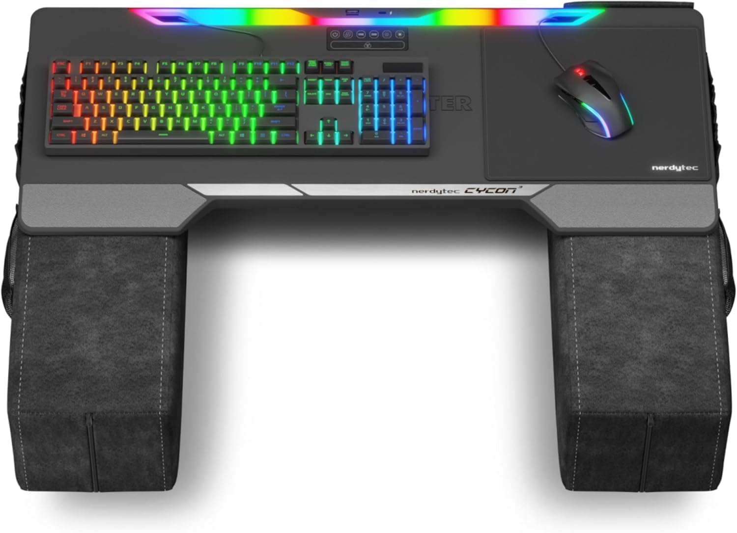 Couchmaster CYCON&sup3; HORIZONLIGHT Bar, Ultimate Ergonomic Usb-Hub Gaming Lap Desk for Couch and Bed, Large, Stable and Compatible with All Keyboards and Mouse/Mice, Lapdesk for Laptop, PC, PS4/5, Xbox