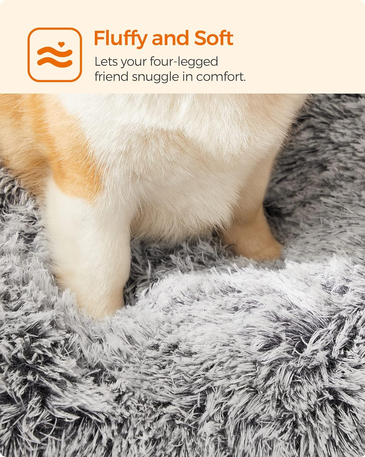 Feandrea Dog Bed, Dog Cushion, Fluffy Dog Mat, Long Plush, 95 X 60 Cm, Soft Padding, Machine Washable, Multifunctional, Ombre Grey PGW202G01 image number 1