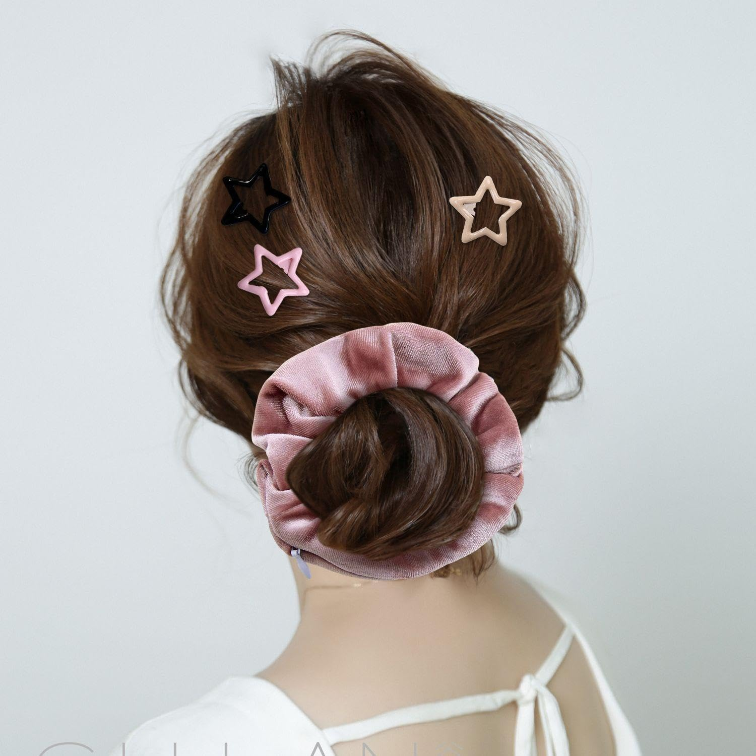 Pack of 3 Simple Velvet Hair Loops, 3 Pieces Star Hair Pins, Fashionable Ponytail Hair Accessories, Elastic Hair Rope, Cute Children'S Hair Pin image number 5