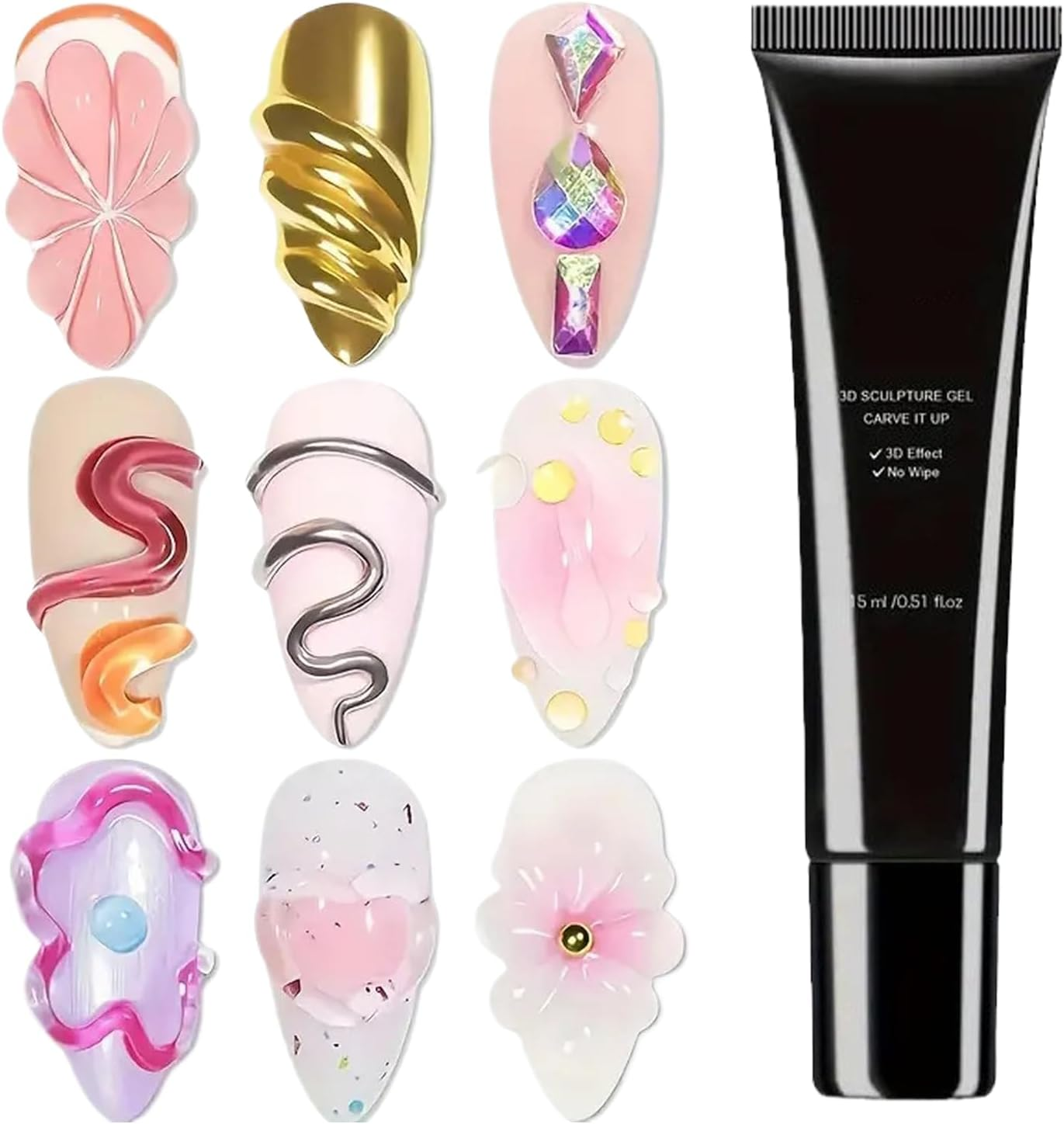 3D Nail Gel Sculpting Gel,15Ml 3D Nail Design Sculpting Glue - UV Light Cured Beauty Care Products for Decals Home Salon Travel Party Bridal Birthday Holiday Photoshoots image number 3