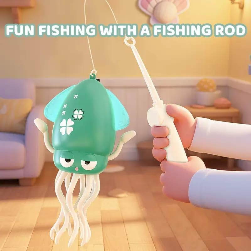 Electric Dancing Octopus Toy, Crawling Octopus Tummy Time Toy with Light and Music, Rechargeable Magic Dancing Music Squid, Electric Crawling Toys for Office Desk Decor (Pink) - Green image number 2