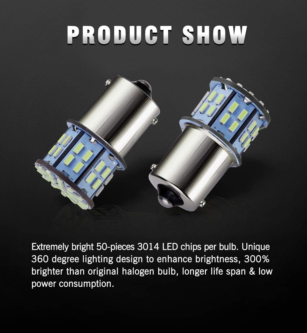 Antline 1156 1141 1003 7506 BA15S LED Bulbs Cool White 20-Packs, Super Bright 3014 50-SMD LED Replacement for 12 Volt RV Camper Trailer Boat Trunk Interior Light Bulbs image number 4