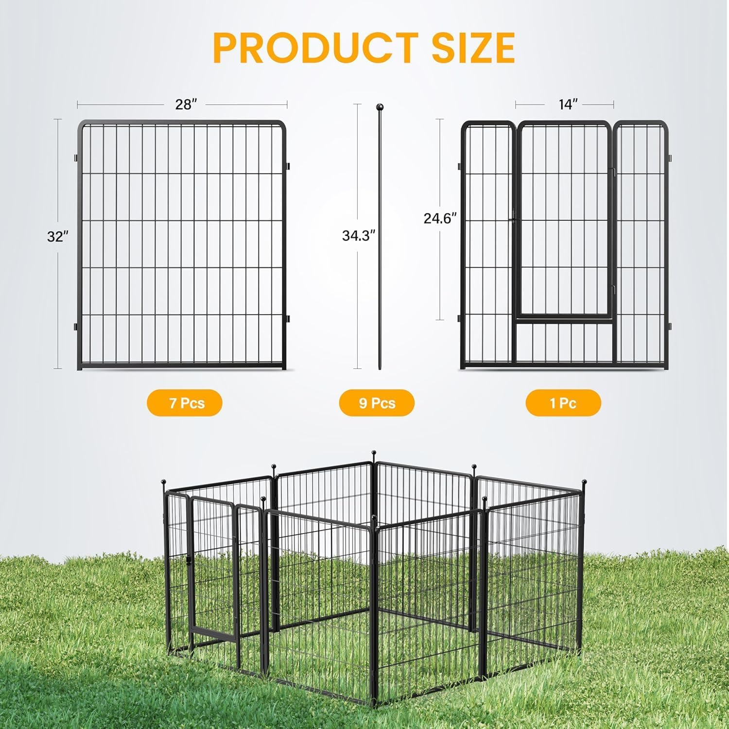 Dog Playpen 32 Inch 8 Panels, Ideal Dog Fence for Small/Medium Dogs Indoor & Outdoor Bliss, Perfect Dog Pen for Camping, Yard, RV, Garden Fence image number 6
