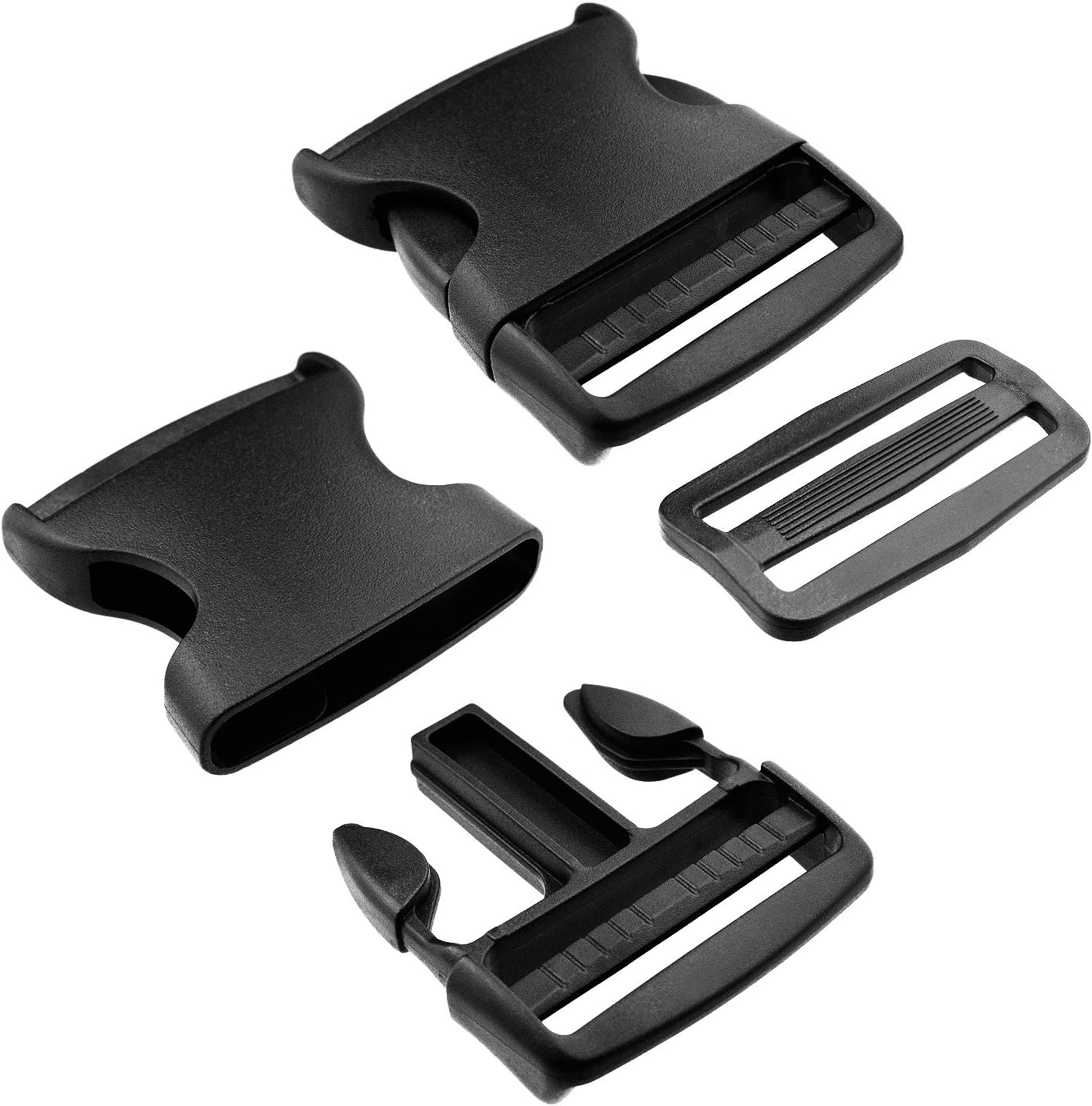 WXJ13 1.5 Inches Plastic Quick Release Buckles Flat Shape Buckles and Tri-Glide Slides with 5 Yards 1.5 Inches Wide Polypro Webbing for DIY Strap Making image number 5
