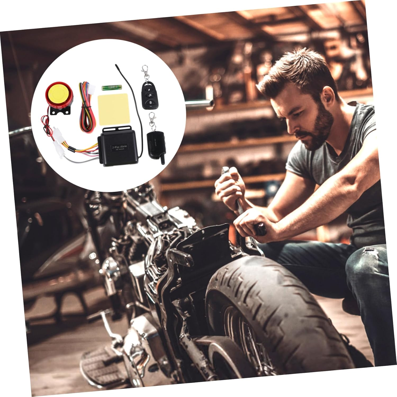 Vaguelly Motorbike 2-Way Alarm System with Remote Control and Sensitivity Adjustment, Dual Flash Motorcycle Anti- Security Device Suitable for Motorbikes and Scooters, Vibration Alert Motorcycle Anti- image number 2