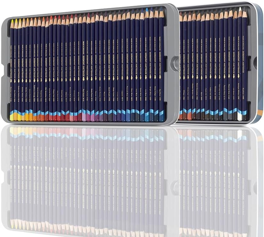 Derwent Inktense Permanent Watercolour Pencils 72 Tin, Set of 72 4Mm Premium Core Strength, Water-Soluble, Ideal for Drawing, Colouring and Painting on Paper and Fabric, Professional Quality (2301843) image number 1