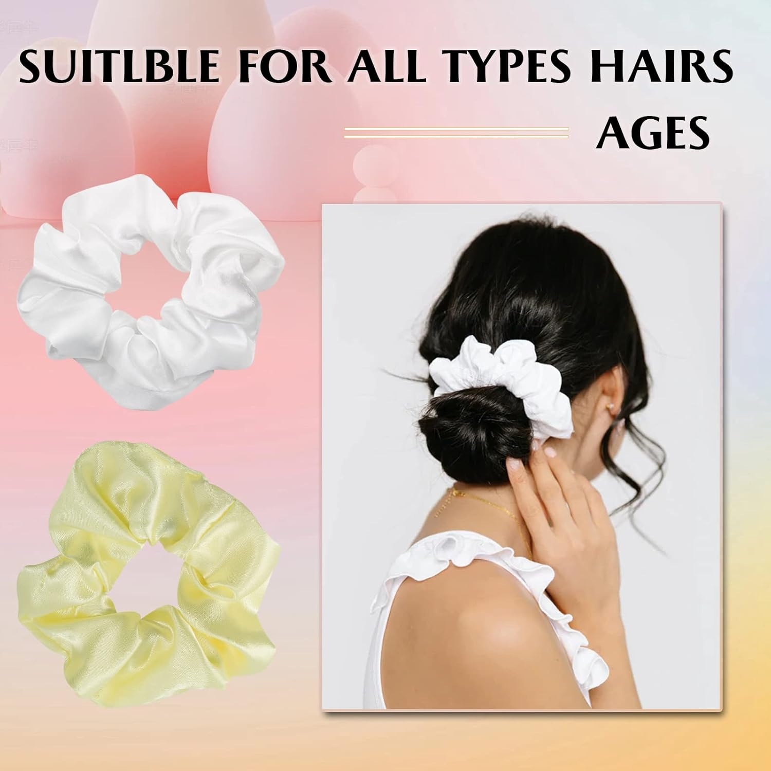Silk Satin Hair Bobbles - Tonbao 12 Pieces Satin Hair Scrunchie Set, Silky Curly Hair Accessory for Women, Soft Silk, Elastic Hair Band Set Hair Bobbles Ponytail Holder (12 Colours) image number 5