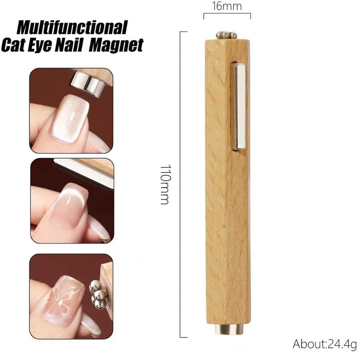 Dr.Nail Cat Eye Magnet for Nails, 3 in 1 Wooden Handle Nail Magnet, Multifunctional Y-Shaped Double Head Magnetic Gel Nail Polish Art Design Tools, 2Pcs Guide for Heart Cat Eye Magnet,Salon & Home Use image number 3