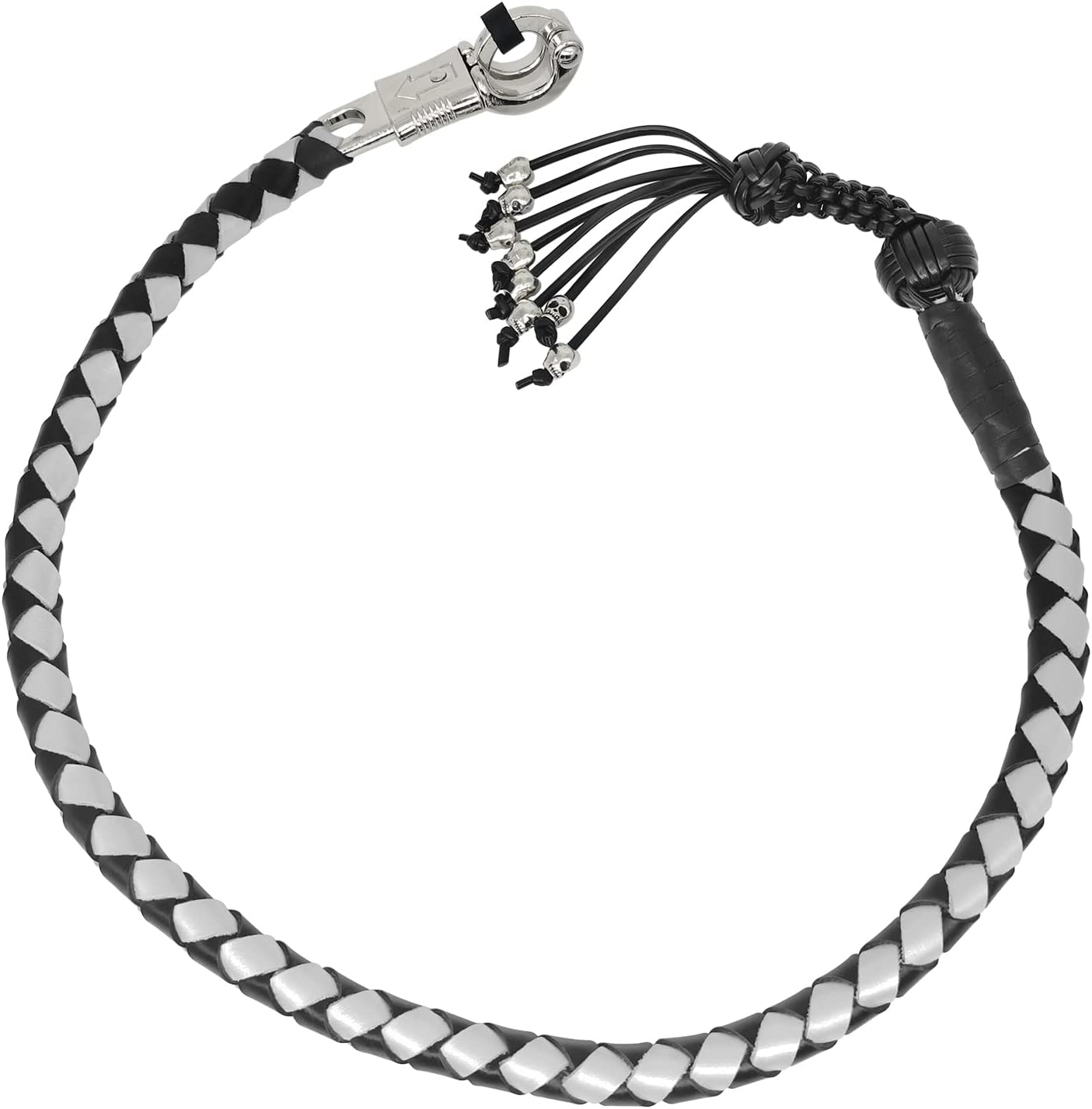 Biker Whip 42" Motorcycle Get Back Whip, Handlebar Accessories for Motorbike, Genuine Leather Whips for Motorcycles