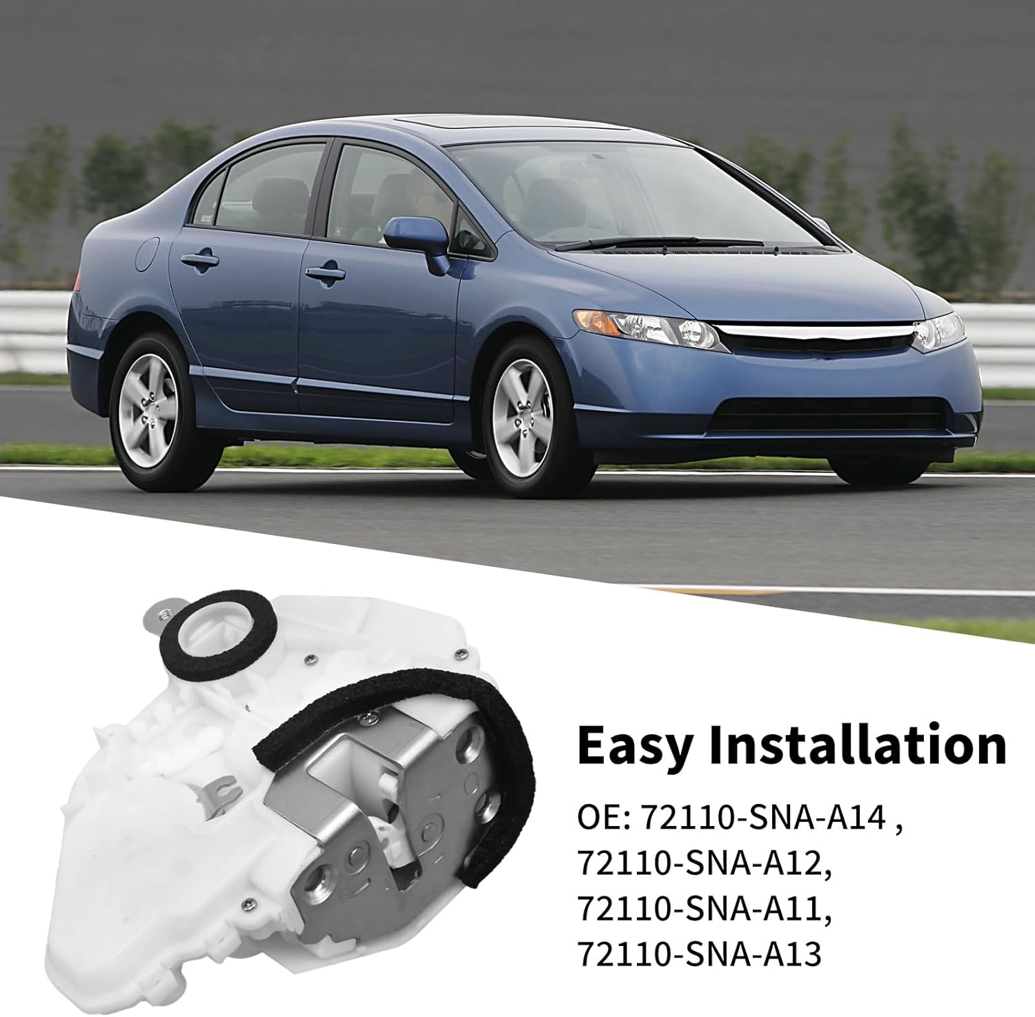 Saihisday 72110-SNA-A14 Car Right Front Driver Side Door Lock Latch Actuator Replacement for Honda Civic 2006-2011 image number 1