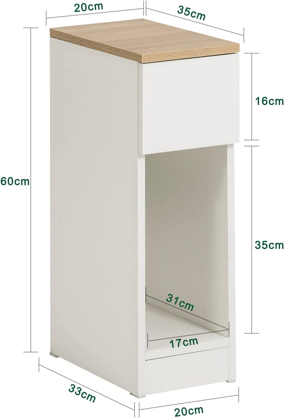 Sobuy Set of 2 White Small Bedside Table with Drawer Nightstand with Drawer Fbt111-Wnx2 image number 6