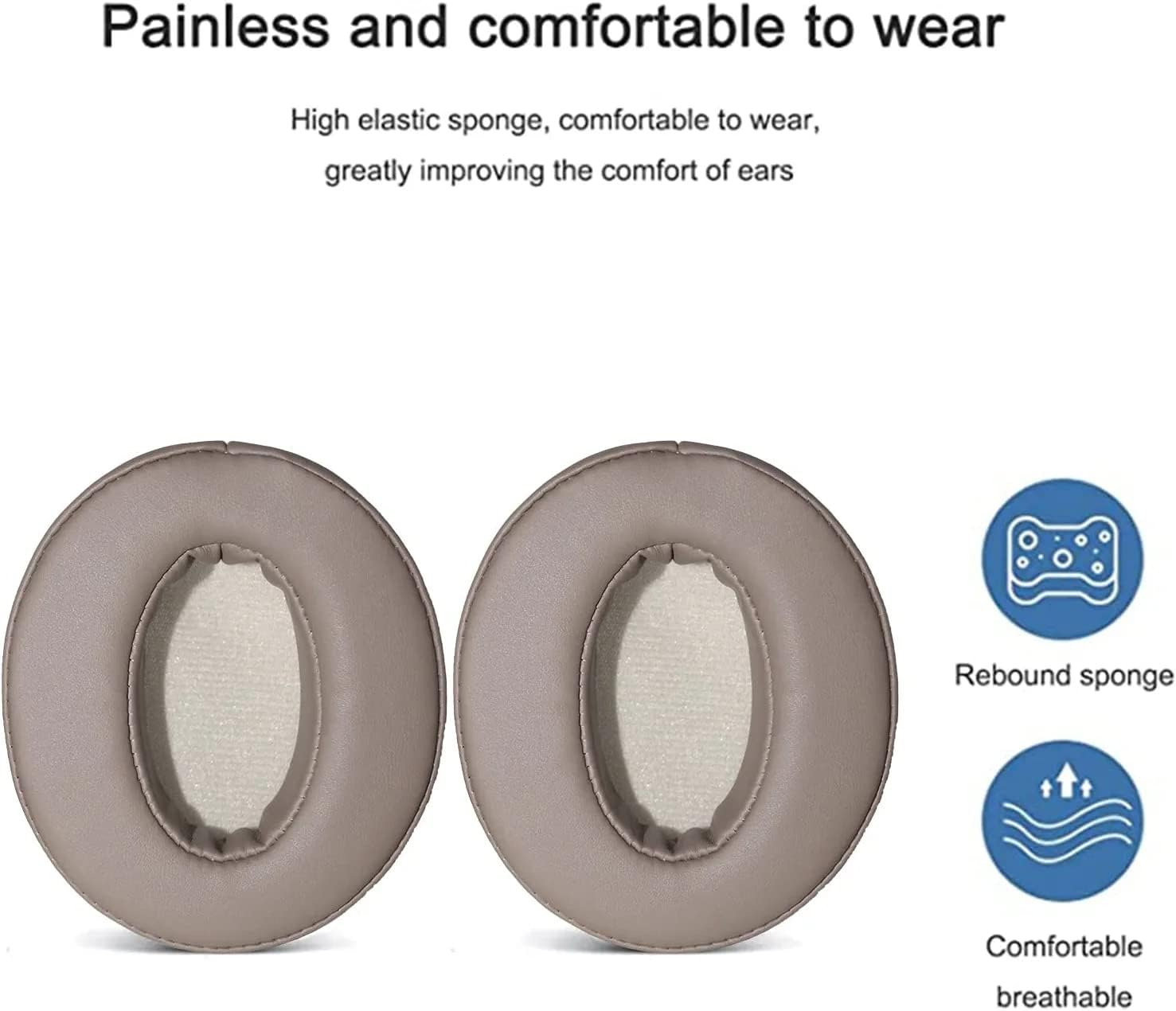 HD4.50BT Replacement Ear Pads Quite-Comfort Protein Leather, Earpads Cushions for Sennheiser HD4.50BT, HD4.50BTNC, HD4.40BT, HD450BT HD430 HD440 HD350BT HD400S HD458BT HD300 Headset（Champagne）