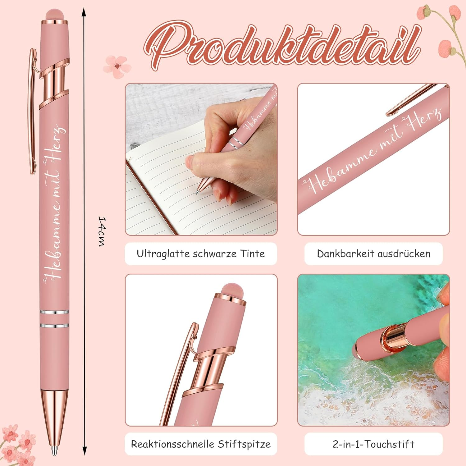 Geiserailie Thank Midwife Gift | Midwife with Heart Cosmetic Bag + Guardian Angel Keyring + Pens with Saying + Thank You Card with Envelope Farewell Gift for Midwife, as Shown in the Pictures image number 5