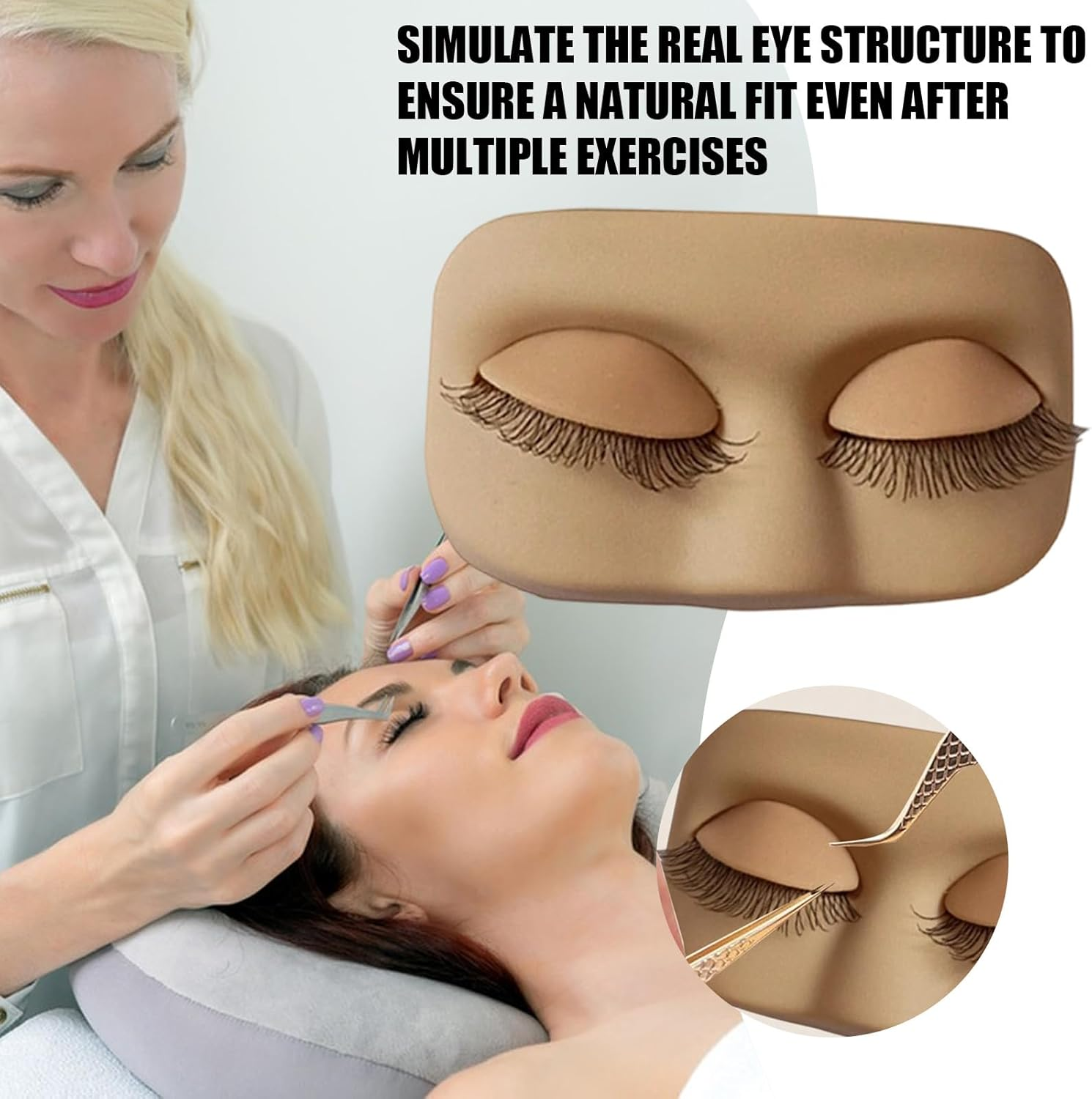 Lash Mannequin Head - Soft Silicone Model | Makeup Mannequin Face - for Training Beauty Salon Studio Home - B image number 5