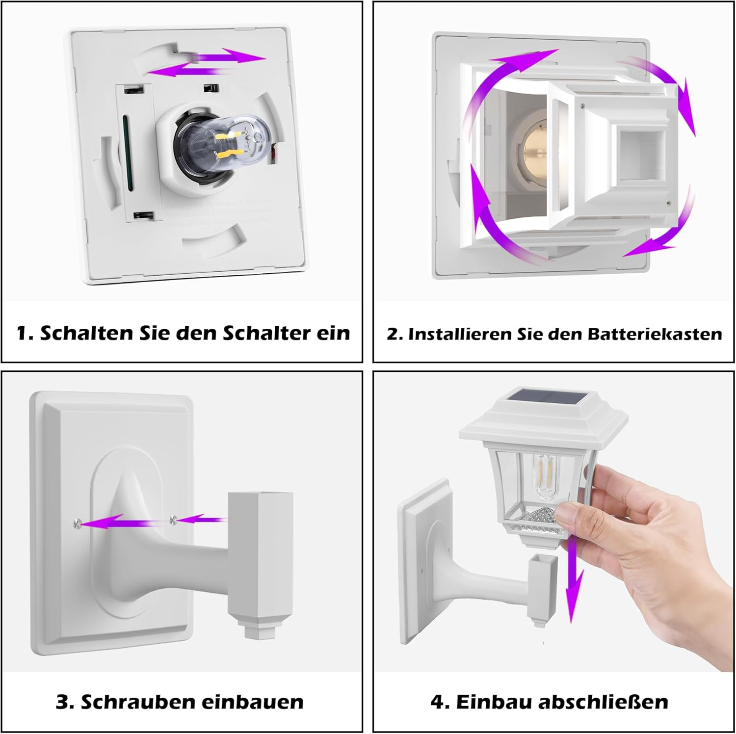 Leidrail Solar Wall Light Outdoor 2 Modes Edison Waterproof 15 Lumen Decorative Lights for Fence Yard Chicken Coop Playhouse White (Pack of 4) image number 3