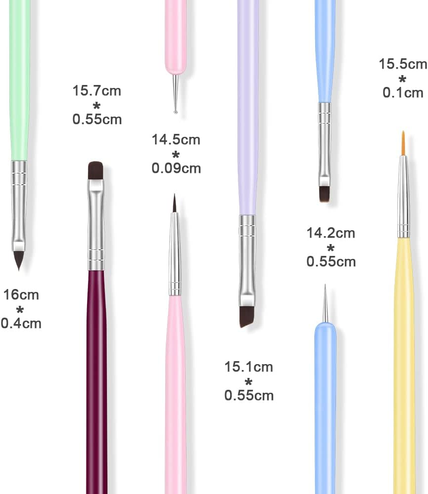 URAQT Nail Art Brushes Set, 6PCS Acrylic Nail Brush, Nail Art Pens Double Ended Nail Dotting Tools, Professional Manicure Drill Drawing Brush Nail Art Tools for DIY Nail Art Designs image number 3