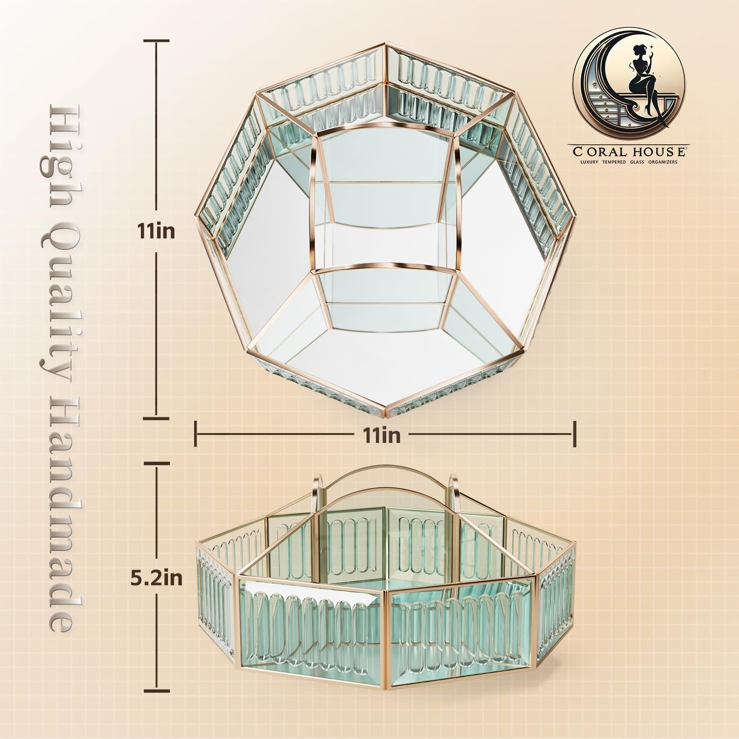 Coralhouse 360&deg; Rotating Makeup Organizer &ndash; Spinning Vanity Organizer with Makeup Brush Holder for Countertop, Bathroom Storage, Skincare, Perfume & Cosmetic Organizer for Vanity image number 4