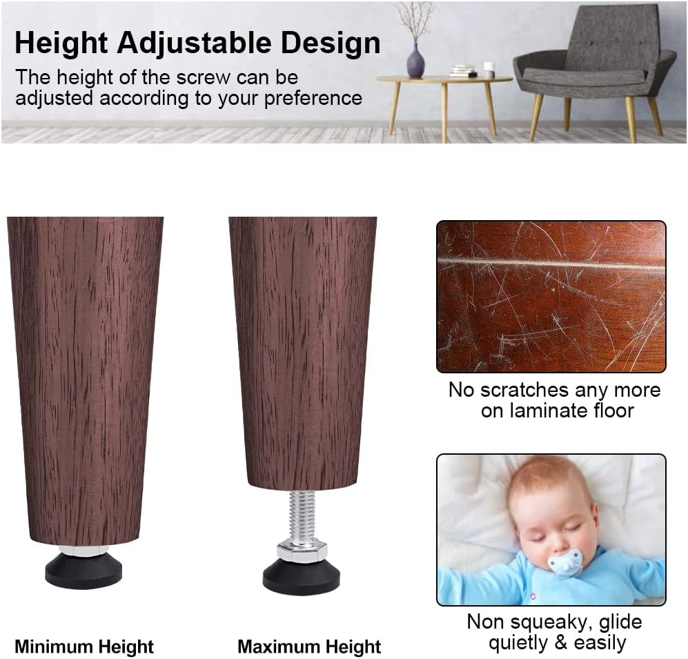 KBNIAN 10 Pcs Furniture Leveling Feet, M10*40Mm Threaded Heavy Duty Adjustable Table Foot Anti-Slip Threaded Levelling Feet Shock Dampening Furniture Glide Leveling Feet Floor Protector for Chair Leg image number 1