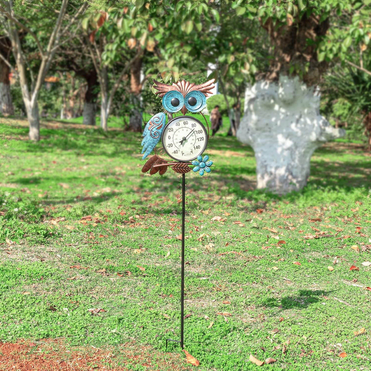 MUMTOP Outdoor Thermometer, 42 Inch Metal Owl Garden Stake outside Wall Thermometer for Patio, Yard and Garden image number 6