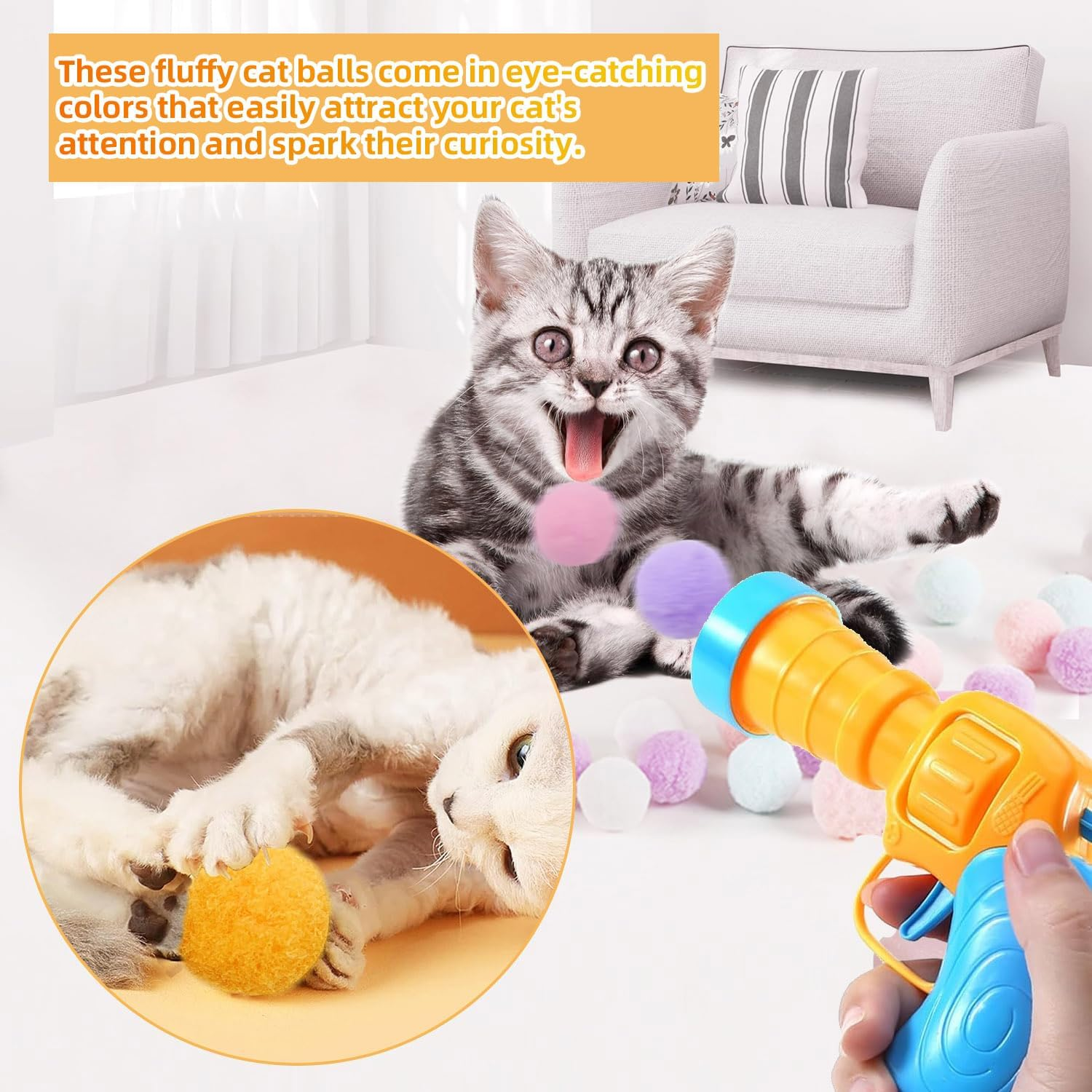 ENUTROF Cat Toy Balls Felt Balls Cat Toy 3 Cm Soft Felt Cat Balls Kitten Pom Silent Pompom Ball 103 Balls image number 6