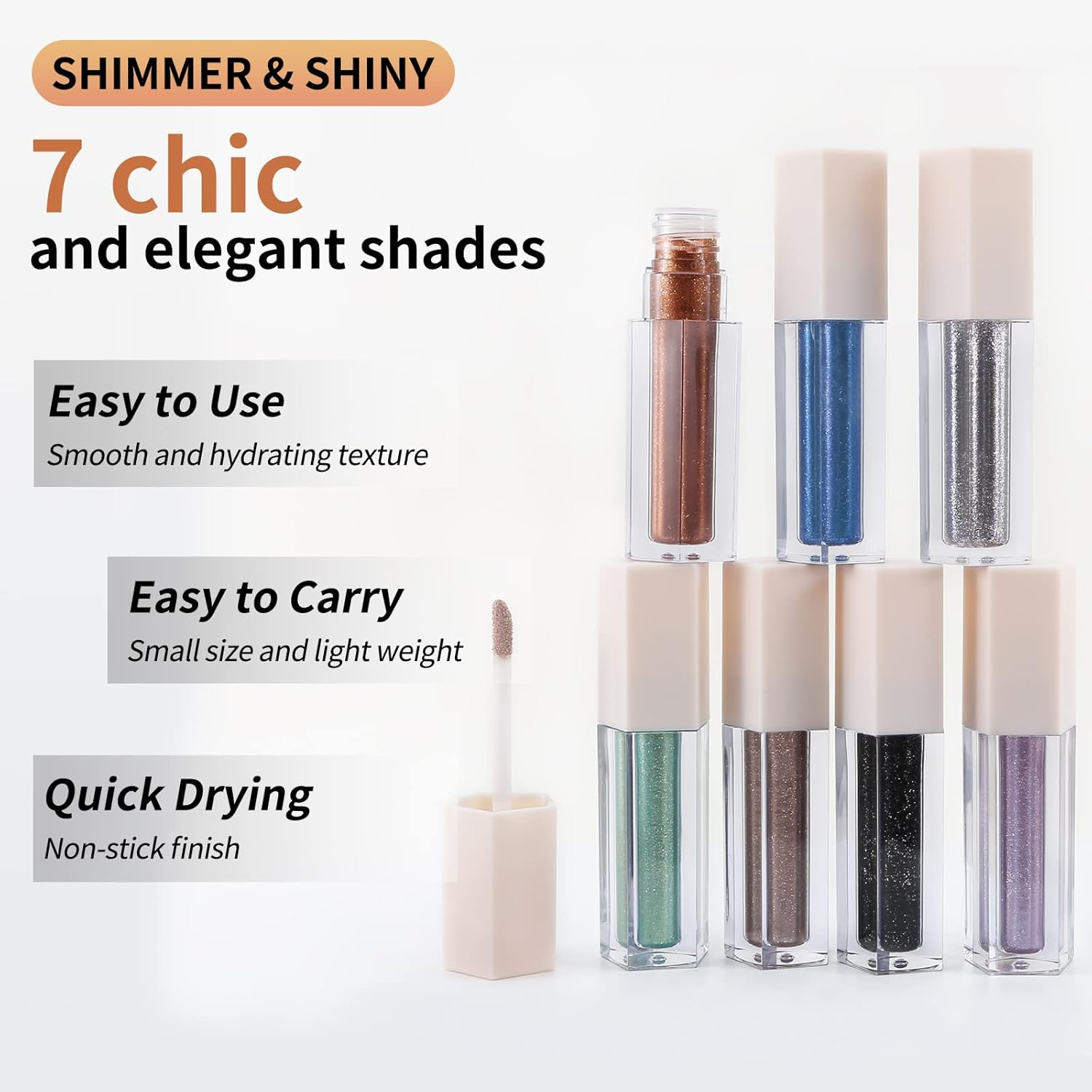 Boobeen Liquid Glitter Eyeshadow, Sparkling Metallic Eye Shadow with Applicator, Quick Drying, Highly Pigmented Colors for Multi-Dimensional Eye Look - 06 image number 4