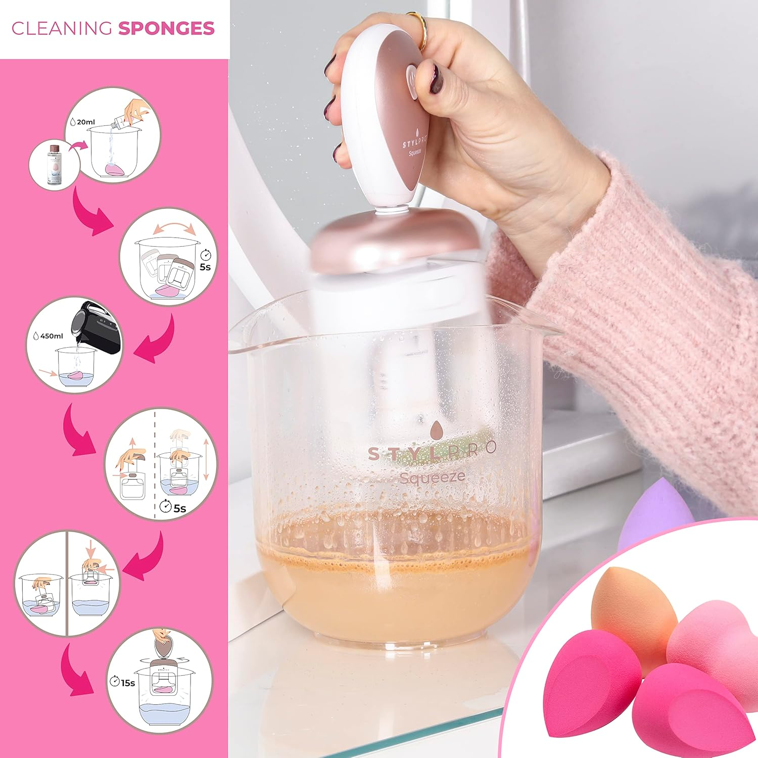 STYLPRO 2In1: Makeup Brush &Makeup Sponge or Blender Cleaner and Dryer Machine&hellip; image number 1