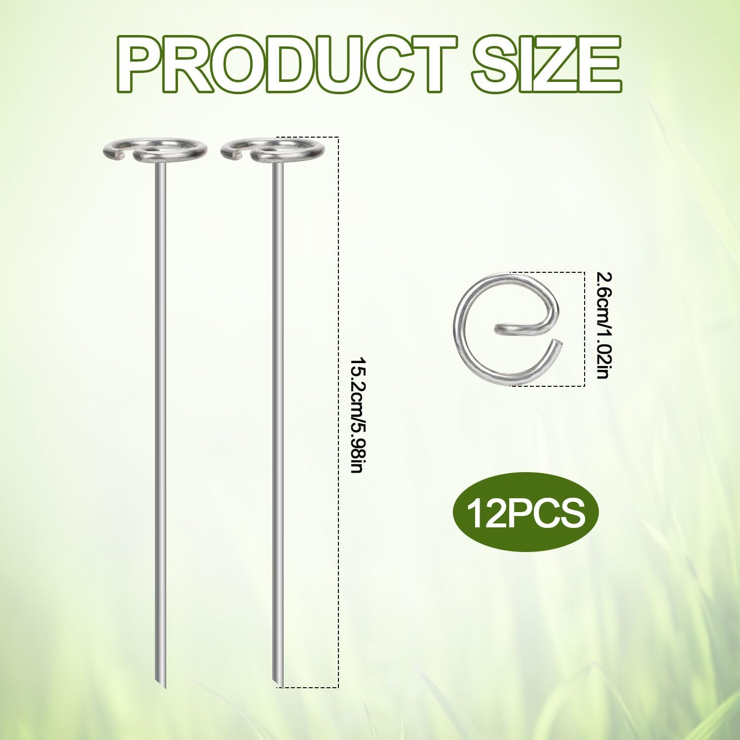 10Pcs Outdoor Carpet Metal Stakes, Stainless Steel Patio Pegs Tool for Camping Rug Spike Ground Sheet Attachments Tarps Tents RV Accessories Camper Groundsheet Essentials image number 4