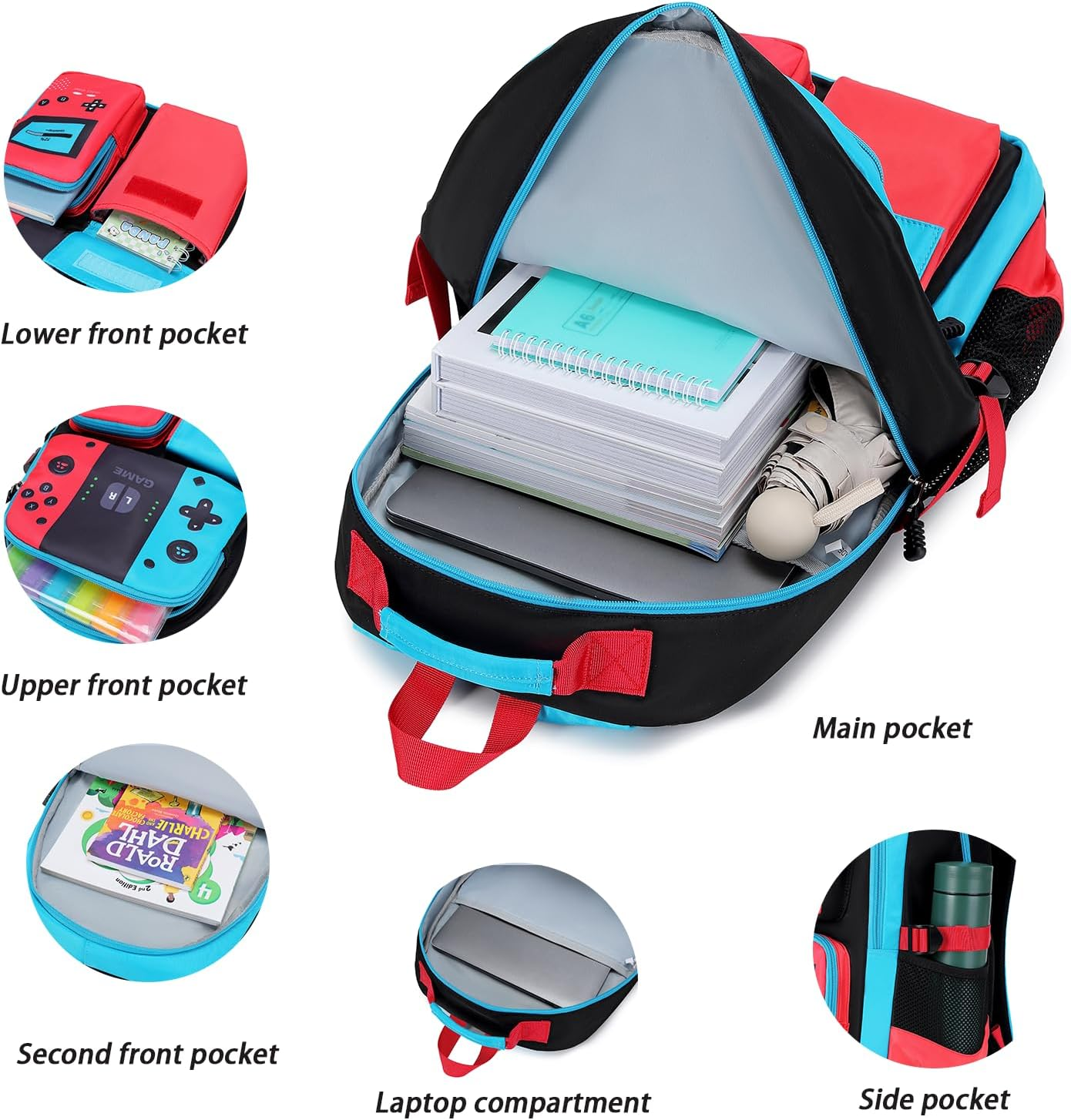 Boys Backpack Kids Bookbag Teensschool Bag Luminousgame Large Capacity Bag image number 3