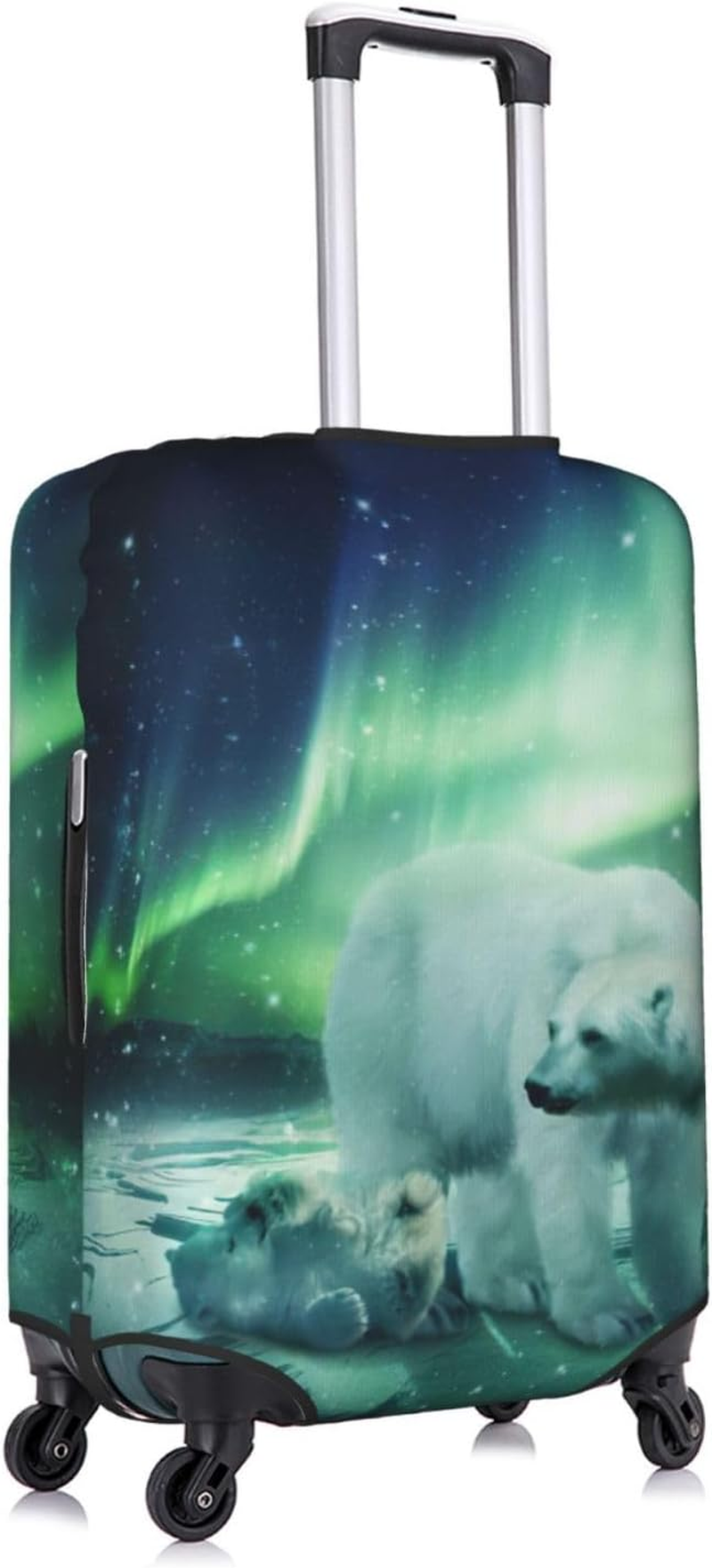 Odddot Northern Lights Polar Bear Print Travel Luggage Cover,Suitcase Protector Cover, Washable Baggage Covers,For 18-32 Inch Luggage, Northern Lights Polar Bear, Small image number 1